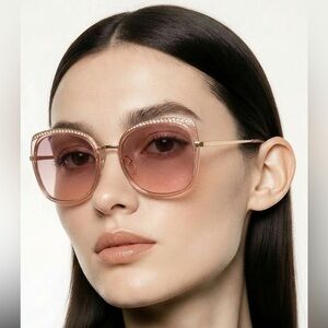 Guess Gold Sunglasses with Pink Lenses